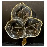 Glass Platters - 4-Piece Set with Gold Trim & Floral Motifs (Lot of 4)