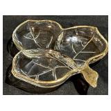 Glass Platters - 4-Piece Set with Gold Trim & Floral Motifs (Lot of 4)