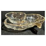Glass Platters - 4-Piece Set with Gold Trim & Floral Motifs (Lot of 4)