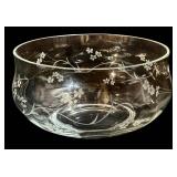Glass Bowl with Etched Flowers & Glass Bird Candle Holder - 2-Piece Set