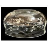 Glass Bowl with Etched Flowers & Glass Bird Candle Holder - 2-Piece Set