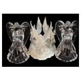 Crystal Angel Figurines with Candle Holders - 7 in Tall (Lot of 3)