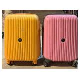 Cal Pak CP Hardcover Suitcases - Vintage Orange & Pink, 21 in H x 14 in L x 9 in W