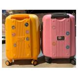 Cal Pak CP Hardcover Suitcases - Vintage Orange & Pink, 21 in H x 14 in L x 9 in W