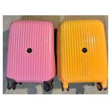 Cal Pak CP Hardcover Suitcases - Vintage Orange & Pink, 21 in H x 14 in L x 9 in W