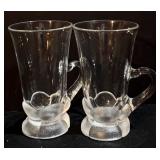 Clear Glass Mugs - Floral/Leaf Pattern - 4.75 in Tall (Lot of 15)