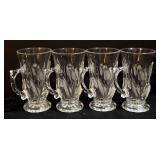 Clear Glass Mugs - Floral/Leaf Pattern - 4.75 in Tall (Lot of 15)