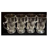 Clear Glass Mugs - Floral/Leaf Pattern - 4.75 in Tall (Lot of 15)
