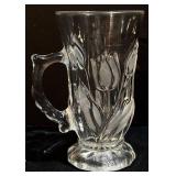 Clear Glass Mugs - Floral/Leaf Pattern - 4.75 in Tall (Lot of 15)