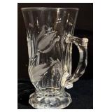 Clear Glass Mugs - Floral/Leaf Pattern - 4.75 in Tall (Lot of 15)