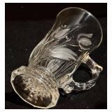 Clear Glass Mugs - Floral/Leaf Pattern - 4.75 in Tall (Lot of 15)