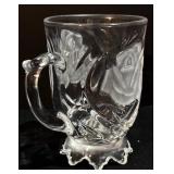 Clear Glass Mugs - Floral/Leaf Pattern - 4.75 in Tall (Lot of 15)