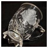 Clear Glass Mugs - Floral/Leaf Pattern - 4.75 in Tall (Lot of 15)