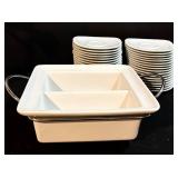 Certified International Divided Ceramic Serving Dish with Chrome Rack