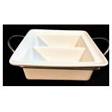 Certified International Divided Ceramic Serving Dish with Chrome Rack