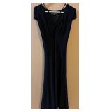 Jones Wear Dress - Black Petite Size 14, Draped V-Neck Maxi