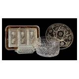 Vintage Crystal Glass 4-Piece Serving Set: Round 8.5in Bowl More