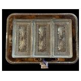 Vintage Crystal Glass 4-Piece Serving Set: Round 8.5in Bowl More