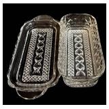 Vintage Crystal Glass 4-Piece Serving Set: Round 8.5in Bowl More