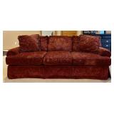 Maroon Embossed Upholstered Sofa