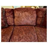 Maroon Embossed Upholstered Sofa