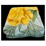 Sun Lion Blanket Floral Green Velvet Trim