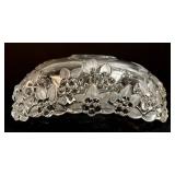 Vintage Crystal Floral Daisy-Pattern Oval Bowl & 2 Platters - 3-Piece Clear Glass Serving Set