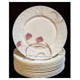 Chinbull 12-Piece Pink Floral 8 in Salad Plates - Heat-Resistant Opal Glassware