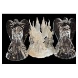 Crystal Angel Figurines with Candle Holders - 7 in Tall (Lot of 3)