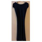 Jones Wear Dress - Black Petite Size 14, Draped V-Neck Maxi