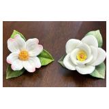 K - Two Pretty Porcelain Dogwood Floral Figurines by Andrea