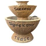 K - Water Fountain with Stacked Bowls & Inspirational Words