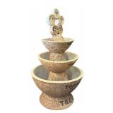 K - Water Fountain with Stacked Bowls & Inspirational Words