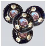 K - Four Vintage Bavarian Blue & Gold Bowls