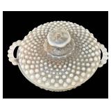 K - Vintage Anchor Hocking Moonstone Hobnail Covered Candy Dish