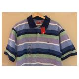 MB - New Izod Striped Polo Shirt - Size Large
