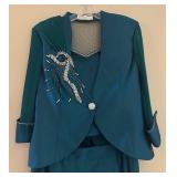 MB - Bona Vita Teal Two-Piece Skirt Suit - Size 46
