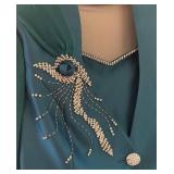 MB - Bona Vita Teal Two-Piece Skirt Suit - Size 46