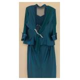 MB - Bona Vita Teal Two-Piece Skirt Suit - Size 46