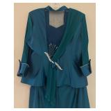 MB - Bona Vita Teal Two-Piece Skirt Suit - Size 46