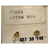 14K Gold Diamond Chip Earrings - Leaf Design