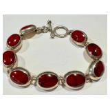 Bracelet - Sterling Silver Carnelian Agate, 7.5 Inches