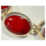Bracelet - Sterling Silver Carnelian Agate, 7.5 Inches