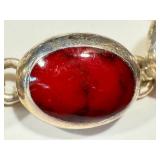 Bracelet - Sterling Silver Carnelian Agate, 7.5 Inches