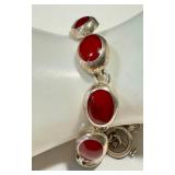 Bracelet - Sterling Silver Carnelian Agate, 7.5 Inches