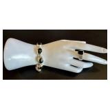 Sterling Silver Onyx Jewelry Set - Bracelet 7in, Ring Size 8, Earrings (2 Pairs)