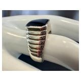 Sterling Silver Onyx Jewelry Set - Bracelet 7in, Ring Size 8, Earrings (2 Pairs)