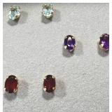 10K Gold Amethyst & Topaz Stud Earrings - New, Assorted Colors