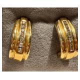 Pair of 10K Gold Diamond-Accent Earrings