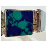 Sterling Silver Gemstone Panel Bracelet - Malachite, Onyx, Azurite, Jasper - 7 Inch